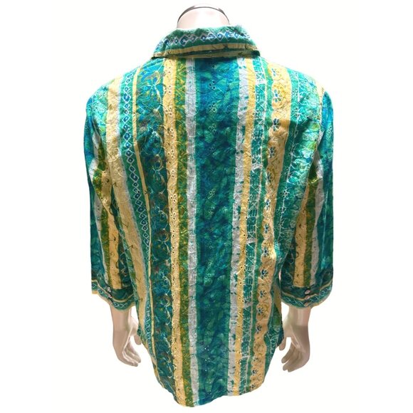 City Blues By Koret Womens Striped Button Up Shirt Size S All Cotton - Picture 3 of 10